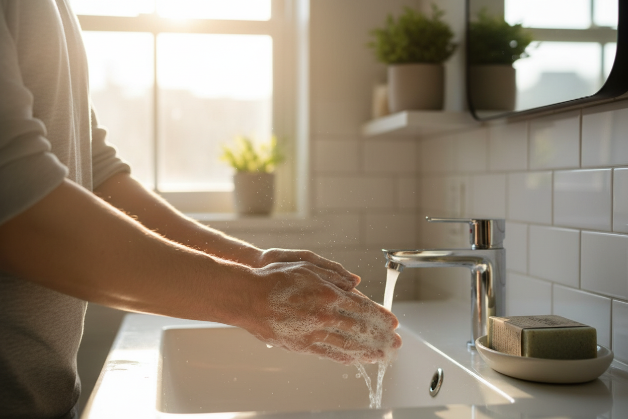 Side angle morning ritual