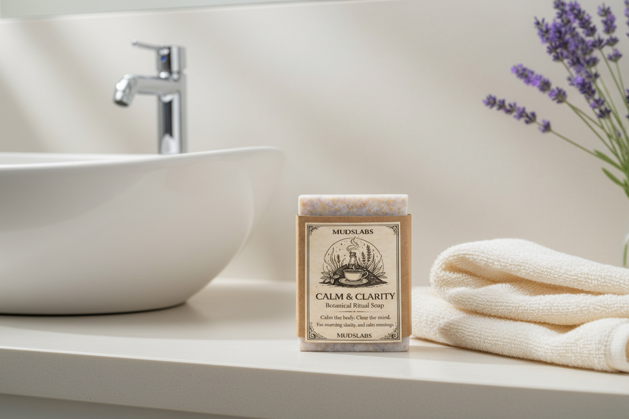 Soap on bathroom counter