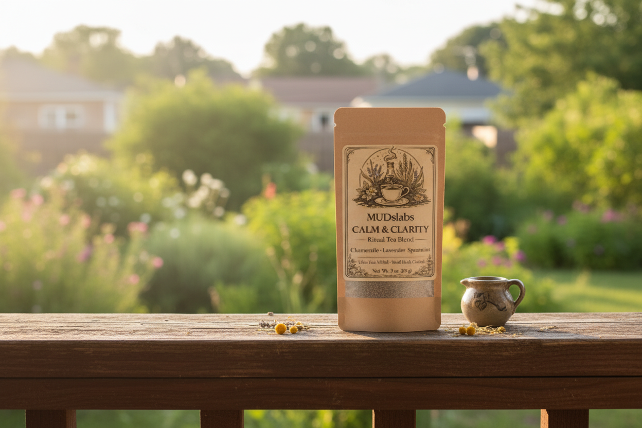 Tea on porch railing